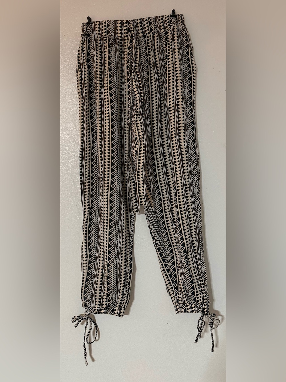 Free People Junior Blue Geometric Harem Jogger Pants Black Ivory